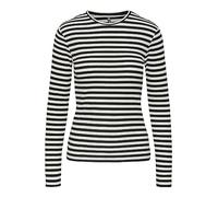 Pieces Women's Long Sleeve T-Shirt Cloud Dancer/Stripes Black L