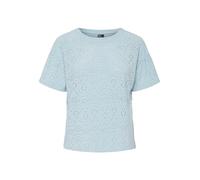 Pieces Women's Pcabby SS Brod ANG Tee Noos BC T-Shirt, Cashmere Blue, M
