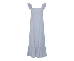PIECES Women's Pcapia SL Square Neck Ankle Dress Mm Dress, Nautical Blue/Stripes: Bright White, XL