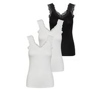 PIECES Women's Pcbarbera Lace Noos BC Top, 2 x White, 1 x Black, XXL