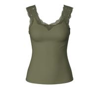PIECES Women's Pcbarbera Lace Top Noos Top, Deep Lichen Green, L