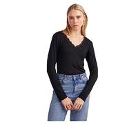 PIECES Women's Pcbarbera Ls Lace Top Noos Bc, Black, M