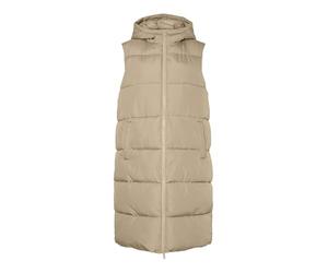 PIECES Womens Pcbee New Long Puffer Bc Quilted Vest, Silver Mink, L UK