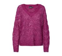 PIECES Women's Pcbibbi Ls V-Neck Knit Noos Bc Jumper, Festival Fuchsia, L