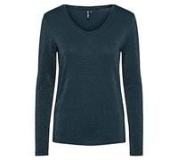 PIECES Women's Pcbillo Ls V-Neck Lurex Noos Fc T-Shirt, Reflecting Pond/Stripes: Gold, S