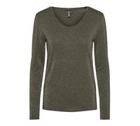 PIECES Women's Pcbillo Ls V-Neck Lurex Noos T-Shirt, Grape Leaf/Stripes: Gold, S