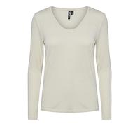 PIECES Women's Pcbillo Ls V-Neck Lurex Stripes Noos T-Shirt, Bright White, S