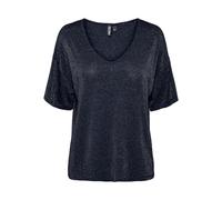 PIECES Women's Pcbillo Oversized Tee Lurex Stripes Noos T-Shirt, Sky Captain/Detail: Gold Lurex, XS