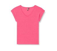 PIECES Women's Pcbillo Tee Stripes Noos Top, Beetroot Purple/Detail: Gold Lurex, Large