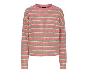 PIECES Women's Pcbina LS O-Neck Knit Bc Jumper, Absinthe Green/Stripes: cdan-desf-mrng, XS