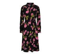 PIECES Women's Pcbine Hember LS Shirt Dress Bc, Black/AOP: Big Flower, S
