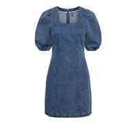 PIECES Women's Pcbru Ss Square Neck Dress Bc, Medium Blue (Medium Blue Denim), S