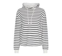 PIECES Women's Pcchilli LS Hoodie Noos Hooded Sweatshirt, Cloud Dancer/Stripes: Black, M