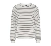 PIECES Women's Pcchilli LS Sweat Noos Sweatshirt, Cloud Dancer/Stripes: Silver Mink, L