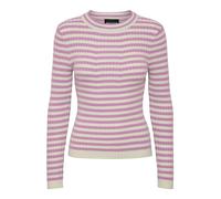 PIECES Women's PCCRISTA LS O-Neck Knit NOOS BC Pullover Sweater, Pastel Lavender/Stripes: Birch, XL