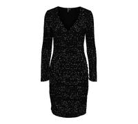 PIECES Women's Pcdelphia LS New Wrap Dress, Black/Detail: Black Sequins, M