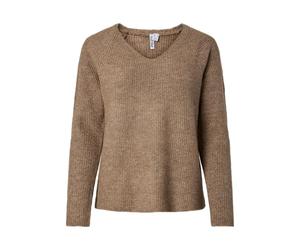 PIECES Women's Pcellen LS V-Neck Knit Noos Bc Pullover Sweater, Fossil, XS