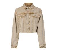 PIECES Women's Pcfay Cropped Denim Jacket, Sandshell, M