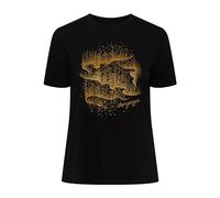 PIECES Women's Pcfria SS Glitter Tee T-Shirt, Black/Print: la Luna, XL