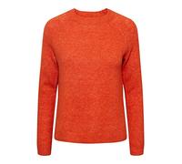 PIECES Women's Pcjuliana LS O-Neck Knit Noos Bc Sweater, Tangerine Tango, M