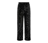 PIECES Women's Pckam Hw Wide Pant Bc Fabric Trousers, Black/Detail: Black Sequins, M