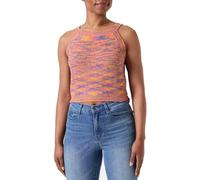 PIECES Women's Pckera Sl Cropped Knit Top, Mandarin Orange/Detail:020 Multi Clr Yarn, S