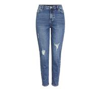 PIECES Women's PCKESIA MOM HW ANK Destroy MB235-VI BC Jeans, Medium Blue (Medium Blue Denim), XS