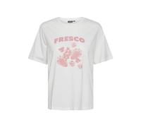 PIECES Women's Pckikki Ss Tee Bc T-Shirt, Bright White/Print: Fresco, Large