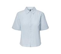 PIECES Women's PCLORNA SS Shirt BC Blouse, Airy Blue/Stripes:Stripes, S