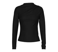 PIECES Women's Pcmadison LS Draped Top Noos BC Long Sleeve Shirt, Black, XL