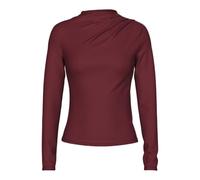 PIECES Women's Pcmadison LS Draped Top Noos BC Long Sleeve Shirt, Tawny Port, S