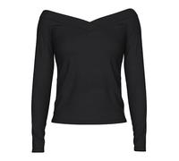PIECES Women's PCMALIVA LS Off Shoulder V-Neck TOP NOOS T-Shirt, Black, Medium