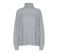 PIECES Women's Pcmalou Ls Rollneck Knit Noos Bc Jumper, Medium Grey Melange/Detail: Melange, S