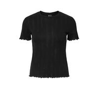 PIECES Pcmarie SS O-Neck Poin Top JRS Noos Bc, Black, L