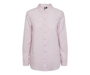 PIECES Women's Pcmarly LS Shirt Blouse, Pastel Lavender/Stripes: Bright White, L