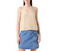 PIECES Women's Pcmaya Slip Top, Safari/Detail: Bright White Embroidery Flowers, XS