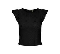 PIECES Women's Pcmimi Sl O-Neck Frill Top Bc, Black, Large
