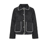 PIECES Women's Pcnaima Quilted Stitch Detail Jacket, Black/Detail:Cloud Dancer Tread, L