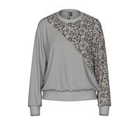 PIECES Women's Pcnancy Ls Sweat Bc Sweatshirt, Light Grey Melange/Detail: Silver Sequence, M