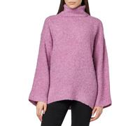 PIECES Women's Pcnatherine Ls High Neck Knit Bc Pullover Sweater, Radiant Orchid/Detail: mélange, M