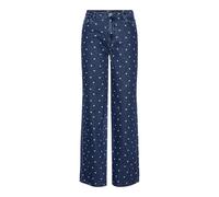 PIECES Women's Pcnea Hw Wide Jeans, Medium Blue Denim/AOP:Hearts, L
