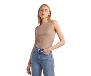 PIECES Women's Pcneja Sl Noos Bc Bodystocking Body, Fossil, M