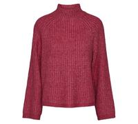 PIECES Women's Pcnell Ls High Neck Knit Noos Jumper, Beetroot Purple, L