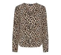 PIECES Women's Pcnessa LS V-Neck Shirt Noos Blouse, Silver Mink/AOP: Leo AOP, S