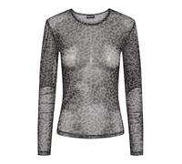 PIECES Women's Pcninni Ls Mesh Top Noos Bc, Black/AOP:Leo, L