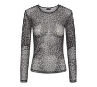 PIECES Women's Pcninni Ls Mesh Top Noos Bc, Black/AOP:Leo, L