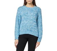PIECES Women's Pcnomana LS O-Neck Knit Bc Pullover Sweater, French Blue/Pattern: clouddancer+Navy Blue, M