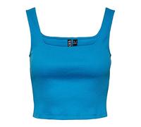 PIECES Women's Pcnukisa Cropped Tank Noos BC Top Marine Blue