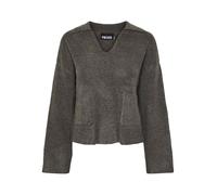PIECES Women's Pcnuna LS V-Neck Polo Knit bc Jumper, Morel/Detail: mélange, L