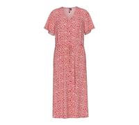 PIECES Women's Pcnya Ss V-Neck Midi Dress WVN Bc, Goji Berry, L